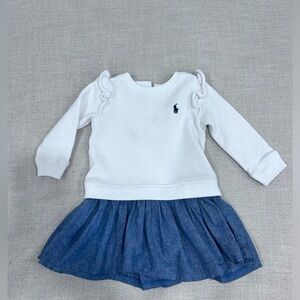 Ralph Lauren baby girls Chambray sweatshirt dress 12 months
